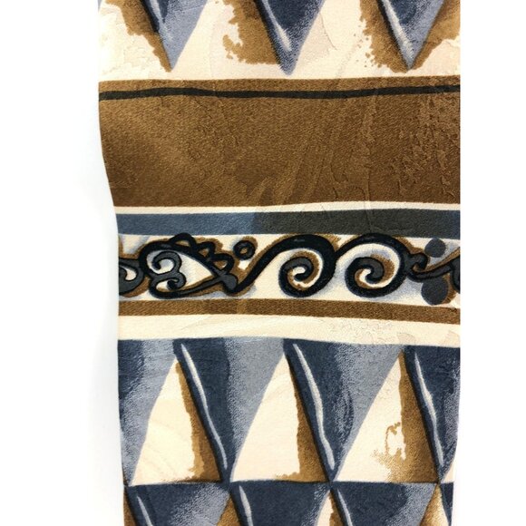 Courthouse Square 100% Silk Mens Geometric Multicolor Tie Necktie Gray Brown - Picture 3 of 7